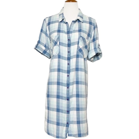 Anthropologie Dresses & Skirts - SOLD-Anthropologie Blue and White Plaid Buttondown Shirtdress, Large